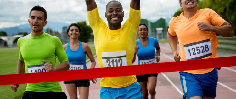 Group of people running a marathon