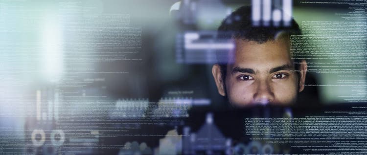 digital overlay of face